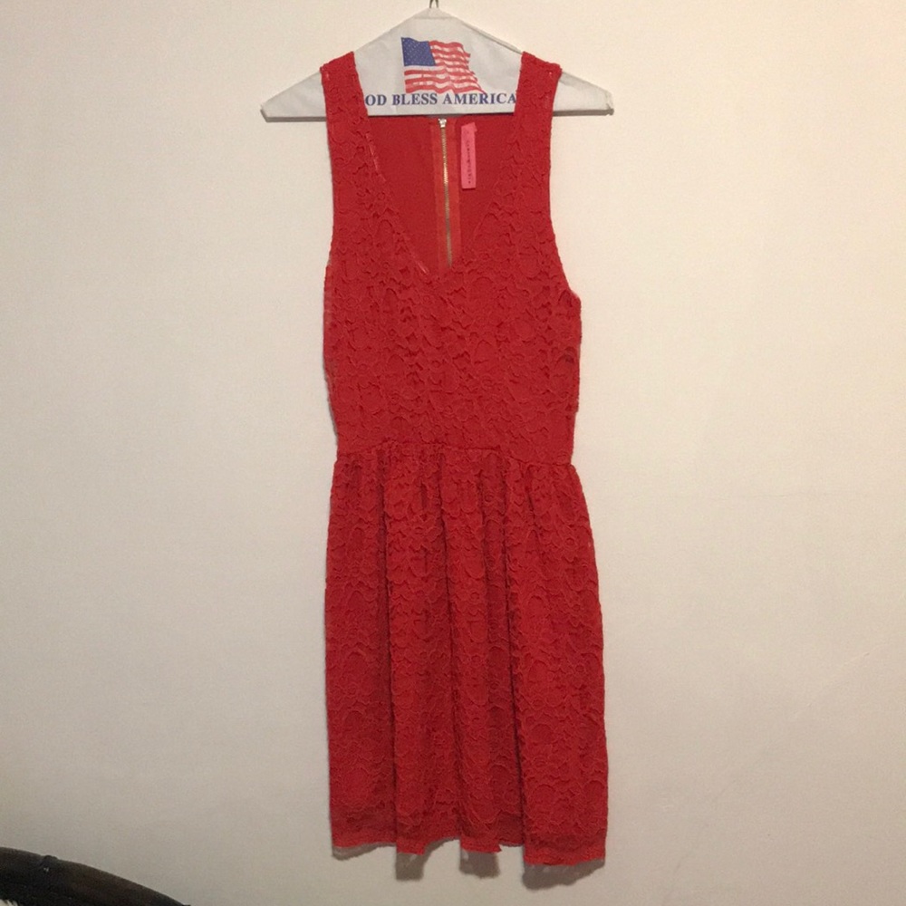 Red lace dress